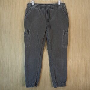 Prana Lost Hwy Womens Corduroy Cargo Joggers Relaxed Fit Grey Organic Cotton L